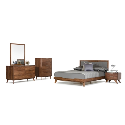 Nova Domus Soria Mid-Century Grey & Walnut Bed Walnut Bed 71882A|72075|74964 VGMABR-32-BED