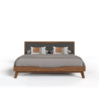 Nova Domus Soria Mid-Century Grey & Walnut Bed Walnut Bed 71882A|72075|74964 VGMABR-32-BED