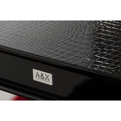 A&X Sovereign Transitional Black Crocodile Dining Table with Black Gloss Legs Black Dining Table 16948 VGUNRC830-220-BLK