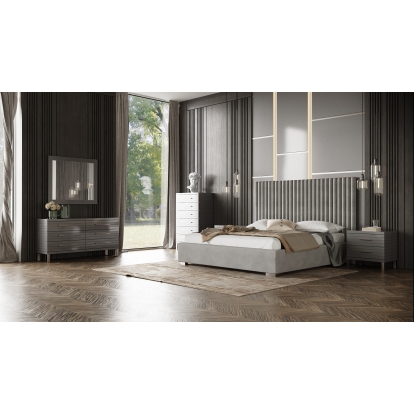 LA Furniture Splendor Grey High Gloss Slatted Chest VGVCJ20256-6H-GRY-CHEST Contemporary Style by Vig Furnitrue Number 78063 Catch Home Goods