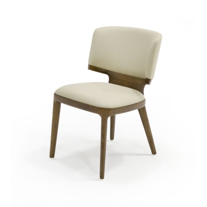 Modrest Stanley Contemporary Beige Leatherette and Walnut Set of 2 Dining Chair Beige Dining Chair 79737Z VGCS-CH20066-DC