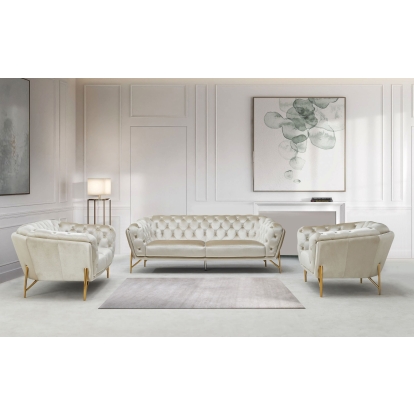 Divani Casa Stella Transitional Beige Velvet Sofa Set Beige Sofa Set 78653 VGCA2020-BEIGE-SET