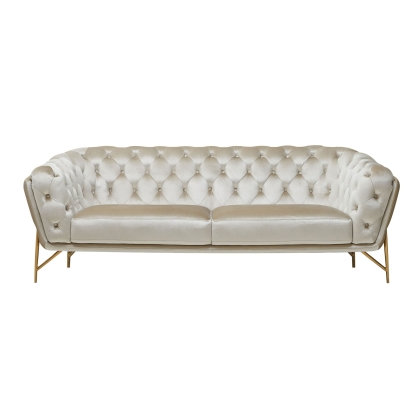 Divani Casa Stella Transitional Beige Velvet Sofa Beige Sofa 78654 VGCA2020-BEIGE-S