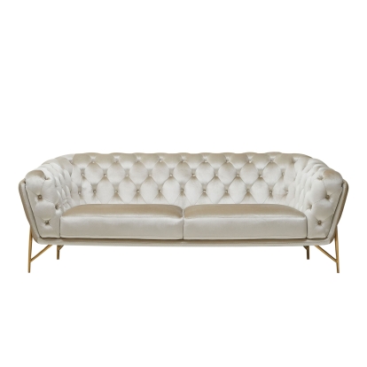 Divani Casa Stella Transitional Beige Velvet Sofa Beige Sofa 78654 VGCA2020-BEIGE-S