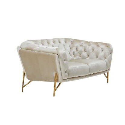 Divani Casa Stella Transitional Beige Velvet Loveseat Beige Loveseat 78655 VGCA2020-BEIGE-L