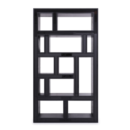 Modrest Suffolk Contemporary Black Ash Bookcase Black Shelf Unit 77425 VGVCBF-003-7