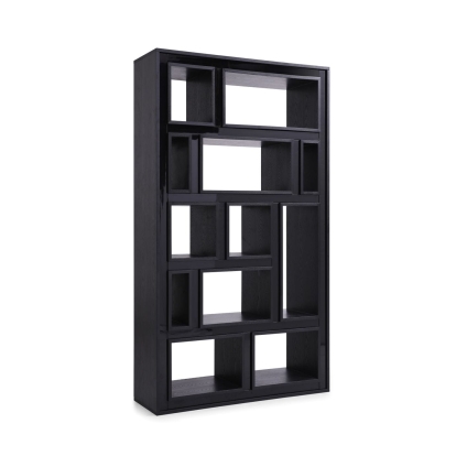 Modrest Suffolk Contemporary Black Ash Bookcase Black Shelf Unit 77425 VGVCBF-003-7