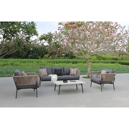Renava Suntide Outdoor Grey Fabric + Beige Rattan + Grey Acacia Sofa Set Grey Outdoor Sofa Set 81919 VGAT-RASF-224