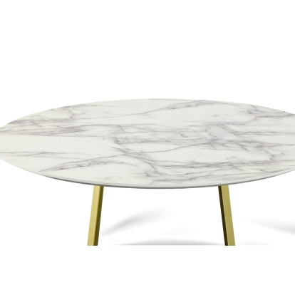 Modrest Swain Modern Faux Marble & Gold Round Dining Table Other Dining Table 78047 VGFHFDT8004