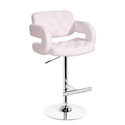 Elvas Contemporary White Eco-Leather Bar Stool White Bar Stool 72802 VGCBT1084-WHT