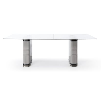 LA Furniture T2397 Sample Glass + White + Gold Dining Table VGVC-T2397-WHT Contemporary Style by Vig Furnitrue Number 83303 Catch Home Goods