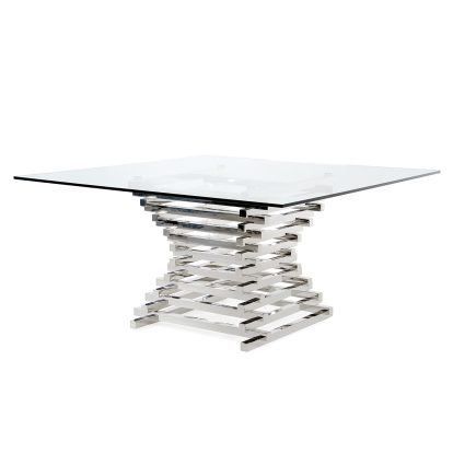 Modrest Crawford Contemporary Clear Glass Square Dining Table Clear Glass Dining Table 71730 VGVCT8909