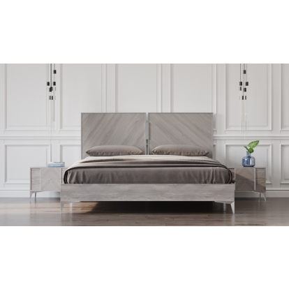 Nova Domus Alexa Italian Modern Grey Bed + 2 Nightstands Set Grey Bedroom Set 81675 VGACALEXA-BEDNS-SET