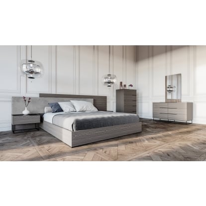 LA Furniture Eastern King Enzo Italian Modern Grey Oak & Fabric 4-Piece Bedroom Set VGACENZO-4PC-SET-EK Contemporary Style by Vig Furnitrue Number 85609 Catch Home Goods