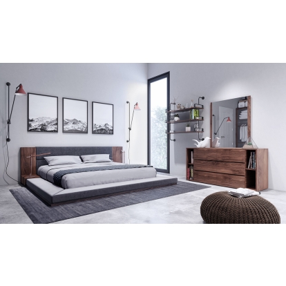 LA Furniture California King Jagger Modern Dark Grey & Walnut Bedroom Set-california VGMABR-55-SET-CK Contemporary Style by Vig Furnitrue Number 77580 Catch Home Goods