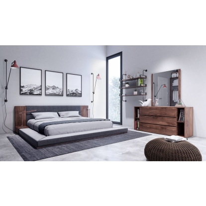 LA Furniture Jagger Modern Dark Grey & Walnut Bedroom Set VGMABR-55-SET Contemporary Style by Vig Furnitrue Number 74156|74157|77580 Catch Home Goods