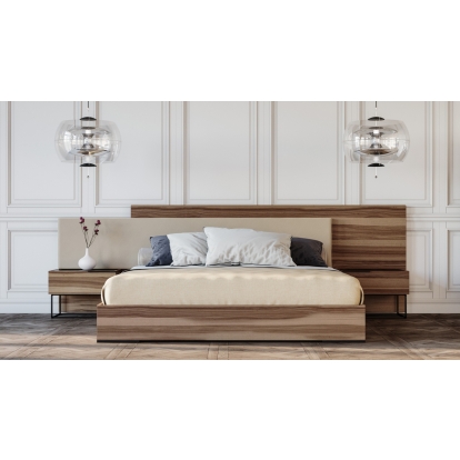 Nova Domus Matteo Italian Modern Walnut & Fabric Bed + 2 Nightstands + Dresser Set Walnut Bedroom Set 81673|81674 VGACMATTEO-BEDNSD-SET