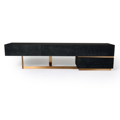 Modrest Tasha Modern Black Ash + Brushed Gold TV Stand Black TV Stand 81202 VGVCTV2308