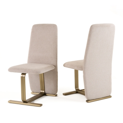 Modrest Tasha Modern Beige Linen + Brushed Brass Dining Chair (Set of 2) Beige Dining Chair 81668Z VGVC-B2133-BGELN