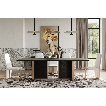 Modrest Tasha Modern Black Ash + Brushed Gold Rectangular Dining Table Black Dining Table 81200 VGVCT2308