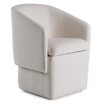 Modrest Tassell Modern Ivory Fabric Dining Chair with Castor Wheels Off-White Dining Chair 82726 VGKK-KF.Y2219-IVY