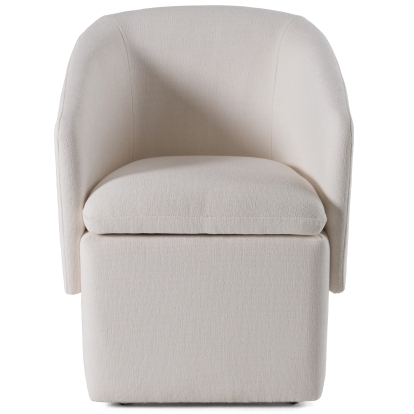 Modrest Tassell Modern Ivory Fabric Dining Chair with Castor Wheels Off-White Dining Chair 82726 VGKK-KF.Y2219-IVY