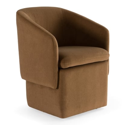 LA Furniture Tassell Modern Brown Fabric Dining Chair with Castor Wheels VGKK-KF.Y2219-BRN Contemporary Style by Vig Furnitrue Number 83413 Catch Home Goods