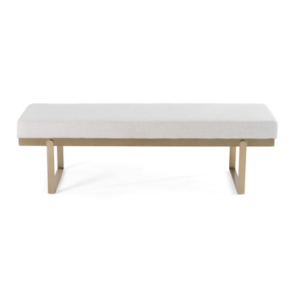Modrest Tatum Modern Off-White Fabric + Brass Dining Bench Off-White Bench 82745 VGGA-8671BE-OFF