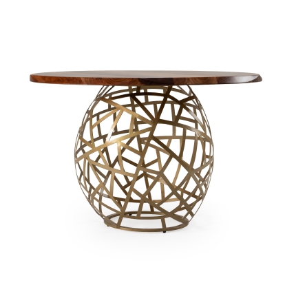 Modrest Taylor Round 47" Live Edge Dining Table Brown Dining Table 79081 VGEDRTLE160002-SML-BRN-DT