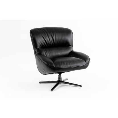 Modrest Theo Modern Black Leather Accent Chair Black Lounge Chair 80102 VGKK-KFA1099-BLK-CH