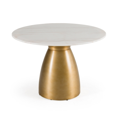 Modrest Tilly Glam White Marble + Gold Round Dining Table White Dining Table 83333 VGGM-M-DT1854R