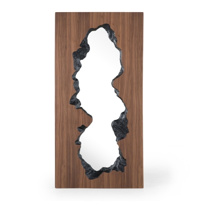 Modrest Timber Modern Walnut Leaning Floor Mirror Walnut Mirror 83098 VGRY-RY-1237