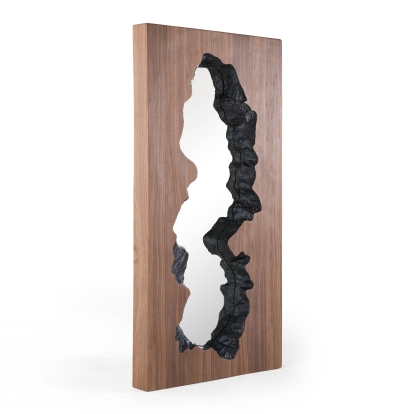 Modrest Timber Modern Walnut Leaning Floor Mirror Walnut Mirror 83098 VGRY-RY-1237