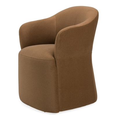 Modrest Timothy Modern Brown Fabric Dining Chair with Castor Wheels Brown Dining Chair 82789 VGKK-KF.Y2151-BRN