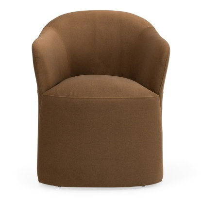 Modrest Timothy Modern Brown Fabric Dining Chair with Castor Wheels Brown Dining Chair 82789 VGKK-KF.Y2151-BRN