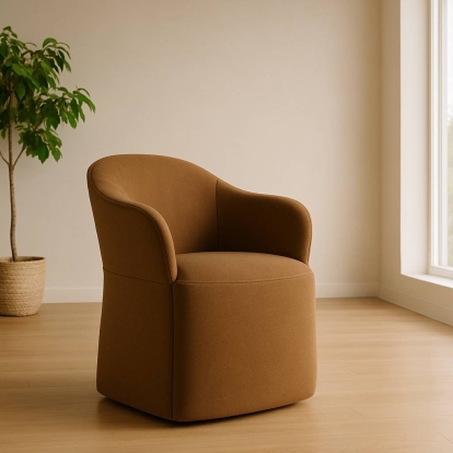 LA Furniture Timothy Modern Brown Fabric Dining Chair with Castor Wheels VGKK-KF.Y2151-BRN Contemporary Style by Vig Furnitrue Number 82789 Catch Home Goods