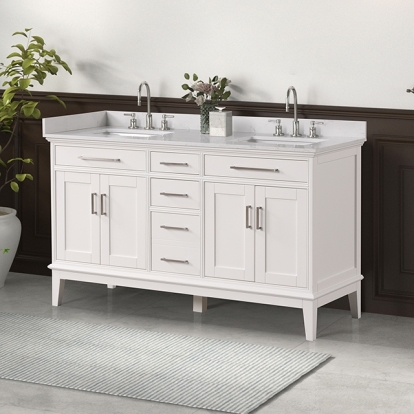 Furniture Of America Rimini Transitional White Vanity Set Model TM-CT004WH-60+04WH