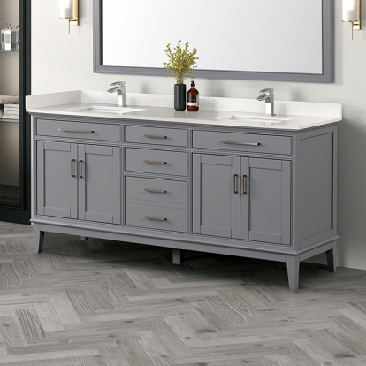 Furniture Of America Almeria Transitional White-Gray Vanity Set Model TM-CT005WH-72+05GY