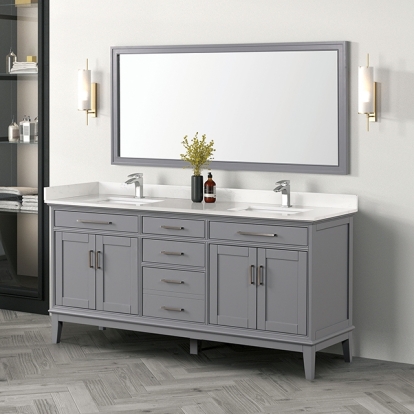 Furniture Of America Almeria Transitional White-Gray Vanity Set W- Mirror Model TM-CT005WH-72+05GY+M