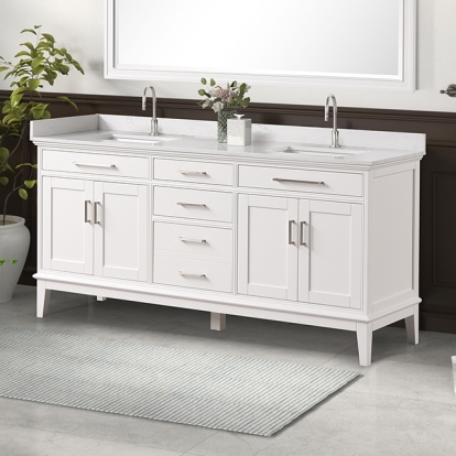 Furniture Of America Almeria Transitional White Vanity Set Model TM-CT005WH-72+05WH