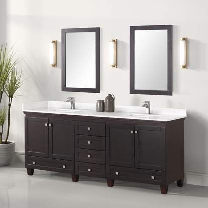 Furniture Of America Oliva Transitional White-Espresso Vanity Set W- Mirror Model TM-CT006WH-80+11ES+M