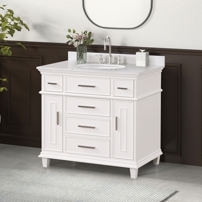 Furniture Of America Savona Transitional White Vanity Set Model TM-CT007WH-36+08WH