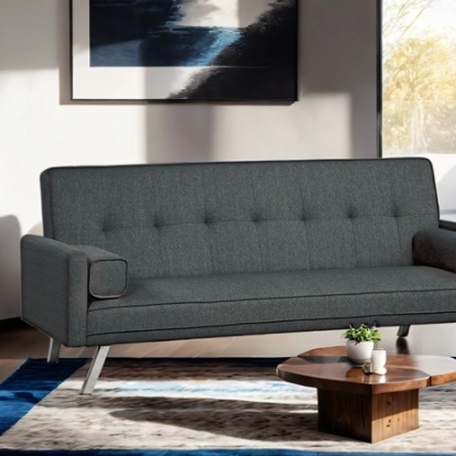 Furniture Of America Reno Contemporary Fabric, Foam, Solid Wood Dark Gray Futon Sofa | TM2001DG