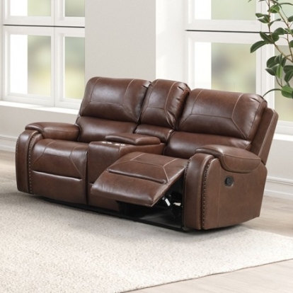 Furniture Of America Tepic Transitional Leatherette Brown Loveseat | TM6012BR-LV