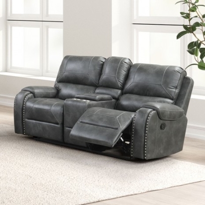 Furniture Of America Tepic Transitional Leatherette Gray Loveseat | TM6012GY-LV
