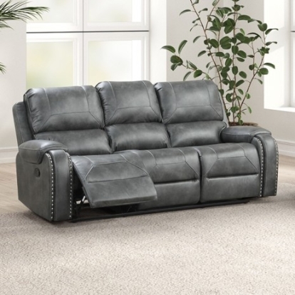 Furniture Of America Tepic Transitional Fiber, Foam, Leatherette Gray Sofa | TM6012GY-SF