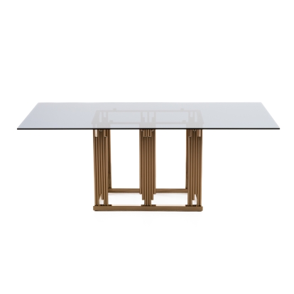 Modrest Token Modern Smoked Grey Glass & Rosegold Dining Table Other Dining Table 73210 VGVCT816