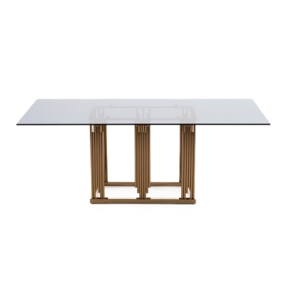 LA Furniture Token Modern Smoked Grey Glass & Rosegold Dining Table VGVCT816 Contemporary Style by Vig Furnitrue Number 73210 Catch Home Goods