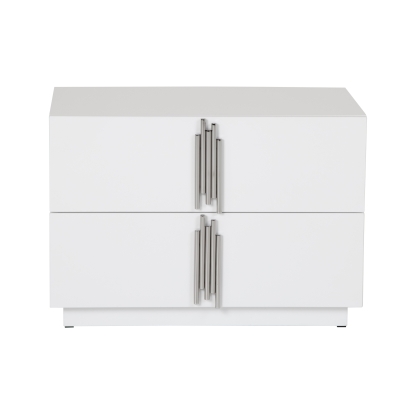 Modrest Token Modern White & Stainless Steel Large Nightstand White Nightstand 82241 VGVCN815-L-WHITE-NS