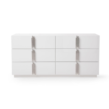 Modrest Token Modern White & Stainless Steel Dresser White Dresser 77559 VGVCJ815-WHT-DRS